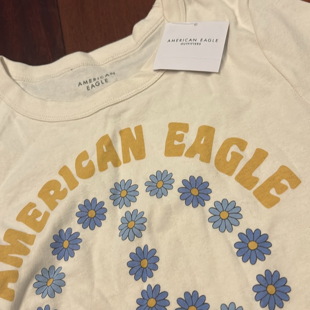 Girls American Eagle peace flower tee-shirt L - Picture 2 of 7